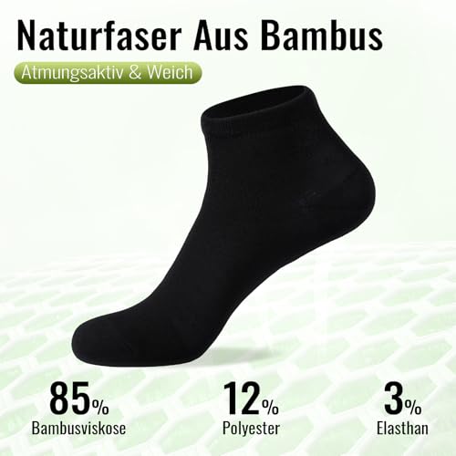 SukModen 12/24 Pairs Trainer Socks for Men and Women, Made of Bamboo, Anti-Odour, Breathable, Soft Half Socks, Thin Short Trainer Socks for Everyday, Leisure, Shopping and Home