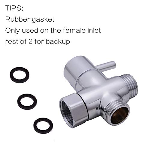 CACASO 100% Solid Brass Shower Arm Diverter,G 1/2 3 Way Shower Diverter valve For Hand Held Showerhead and Fixed Spray Head Diverter Polished Chrome - Thumbnail 5