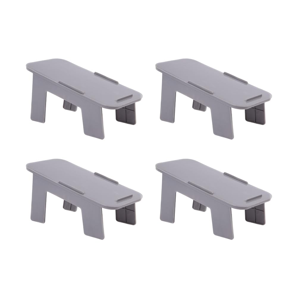 HEALLILY Entryway Shoe Storage Bench 4pcs Shoe Slots Organizers Adjustable Shoe Stacker Space Saver Shoe Storage Rack Double Layers Shoe Holder for Closet Grey White Shoe Shelf