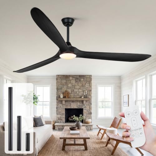 AUNLPB Large Black Ceiling Fans Lights Remote