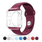 Towiph Compatible with Apple Watch Band 38mm 40mm Soft Silicone iwatch Band 42mm 44mm Series 4 3 2 1 Woman Man Sport Smartwatch Band Replacement with Free Apple Watch Case
