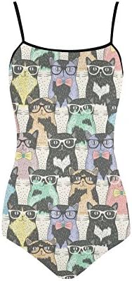 Women's Van Cats Glasses Nylon &amp; Spandex Slip One Piece Swimsuit