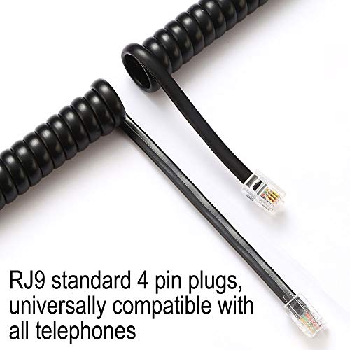 Telephone Cord, Phone Cord, handset Cord, Black, 2 Pack, - Thumbnail 2