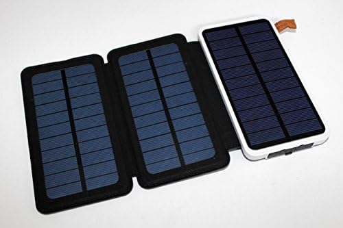 Solar Charger Waterproof 30000mAh Power Bank EZSTATION 1 or 3 Foldable Solar Panels Portable Battery Pack 2 USB For iPhoneX 8/7plus iPad Samsung Outdoor Camping Travelling (WHITE (3 Solar Panels))