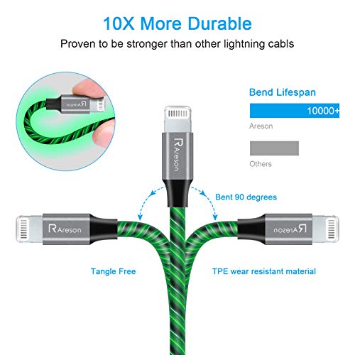USB C to Lightning Cable 6Ft, Areson MFi Certified iPhone 12 Lightning to USB C LED Light Up