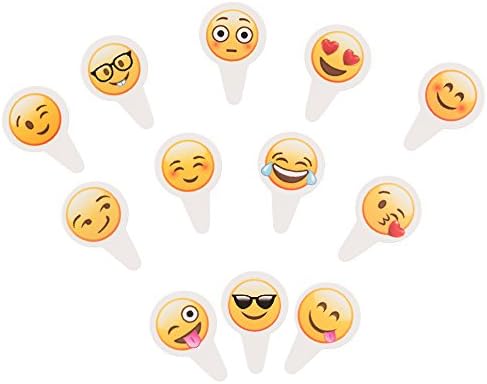 Emoji Cupcake Topper Party Supplies for Cake Decoration, Pack of 48