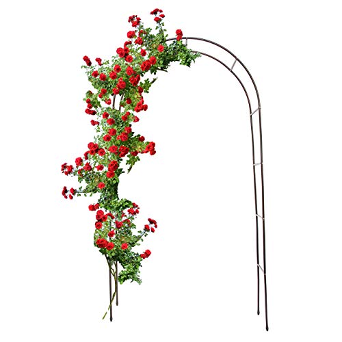 Relaxdays Torbogen Garten pulverbeschichteter Stahl, Rosenbogen für Kletterpflanzen wetterfest und freistehend , Bronze, 240 x 140 x 38 cm, Schwarz