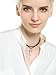 Aukmla Leather Layered Necklace Black Opal Pendant Necklaces Chain Jewelry for Women and Girls