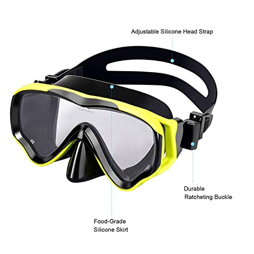 image for UPhitnis Kids Seaview Snorkel Set - Dry Top Snorkel Mask with Big Eyes