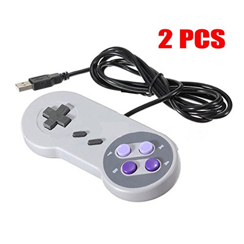 Childhood Gamelink 2PCS Retro USB Controller PC Gamepad for Super Nintendo SNES US Style PC MAC Purple