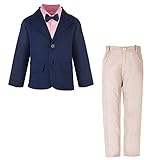 Little Boys Leisure Suit Clothing Set 4 Pieces Jacket&Shirt&Pants&Bowtie Outfit