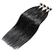 SEGO Pre Bonded Keratin Stick/I Tip Remy Human Hair Extension Cold Fusion Hair Piece for Women Smooth Straight 100 Strands/pack #1B Natural Black 16 inches 50g
