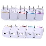 Wall Charger, Bundle 10 Pack 5W 1A/5V 2-Tone Universal USB Travel Home Wall Charger Power Adapter for IPhone 6/6S Plus 5S Se Ipod Nano Samsung HTC LG Huawei Google ZTE BLU 5/6/7 More Android Phone