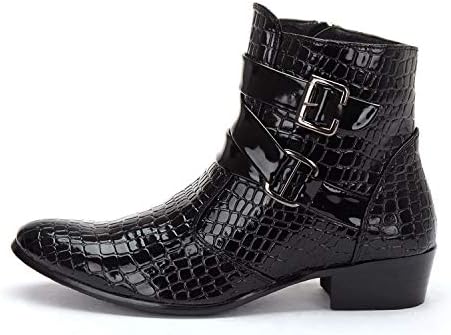 black crocodile ankle boots