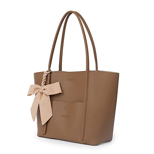 Marengo Leather Shoulder Tote Bag for Women Large Handbag Work Purse Brown