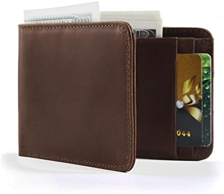 Eavann Men’s Leather Wallet, RFID Blocking Slim Front Pocket Bifold Wallets (Texas Brown)