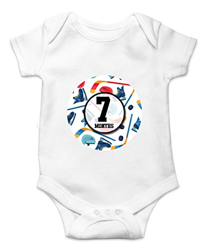 Monthly Baby Stickers by Months In Motion | 12 Month Milestone Sticker for Newborn Babies Boy Sports Hockey (Style 1161)