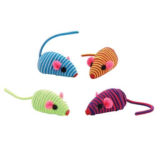 Zanies Rattling Hypno Mice Cat Toys Set of 4 (fur free) Cat my love