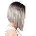 netgo Bob Wig Grey Ombre Wigs Short Straight Synthetic Hair Full Wig for Women