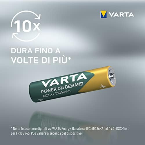 Pile AAA, ricaricabili, confezione da 24, Recharge Accu Power on Demand, batteria ricaricabile, 1000 mAh Ni-MH, senza effetto memory, precaricate, pronte all'uso [Esclusivo su Amazon]