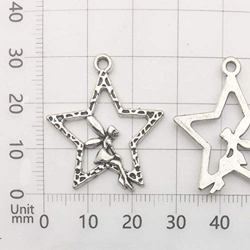 Youdiyla 65 PCS Fairy Charms Collection, Mix Silver Cupid Pixie Angel Winged Woodland Fairy on The Moon Metal Charm Pendant Supplies Findings for Jewelry Making (HM151) - Thumbnail 6