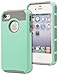 iPhone 4 Case, Bastex Heavy Duty Hybrid Protective Case - Soft Silver Grey Silicone Cover Hard Teal Case for Apple iPhone 4, 4g, 4s 4gsINCLUDES SCREEN PROTECTOR