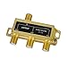 ANTOP Low-Loss 3 Way Coaxial Splitter for TV Antenna and Satellite 18K Gold-Plated Chassis 2GHz - 5-2050MHz All Port DC Power Passing