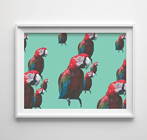 "Pack of Parrots" on Mint Background 8x11.5 Print