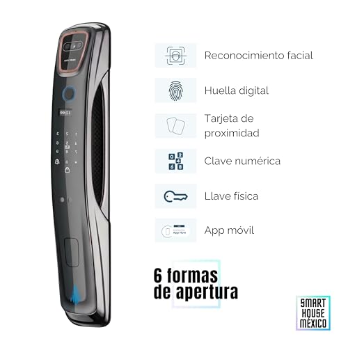 Cerradura Electrónica Inteligente Wifi De Seguridad. Con Reconocimiento Facial, Timbre y 6 Métodos De Apertura: Cara, Huella, Códigos, Tarjetas, Aplicación, Llave. Spectrum