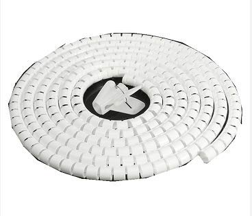 BE-Tool Cable Tidy Wrap, 2m x 15mm Cable Tidy Wrap Tube Spiral Binding Organizer Kit with Clamp for PC TV DVD Stereo Antenna Cable etc,White