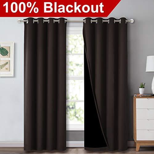 NICETOWN Heat Blocking 100 Blackout Curtains, Durable Black Lined