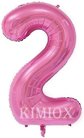 Number Balloons, 2 Pcs 40 Inch Birthday Number Balloon Party Decorations Supplies Helium Foil Mylar Digital Balloons (Pink Number 2)