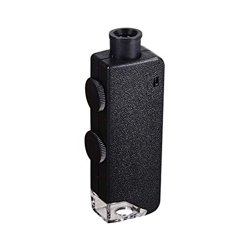 vmree Mini Pocket LED Handheld Adjustable Power Zoom 60-100X Microscope Magnifer Loupe Improvement Tool (Black)