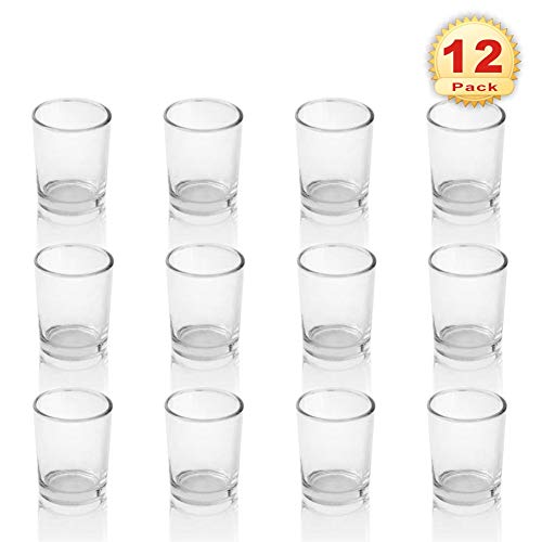 PMLAND Clear Glass Votive Candle Tealight Holders - 2.5 Inch, Pack of 12