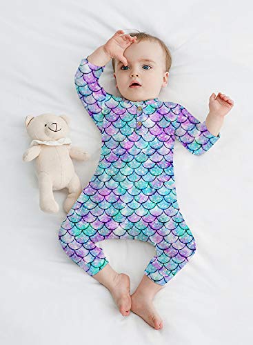 1st Baby Boys Girls Romper Bodysuit Mermaid One-Piece Jumpsuit Overall Infant Adorable Long Sleeve Onesies Playsuit Overall Pajamas for Sleep and Play