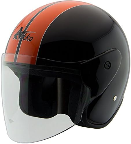 Nikko N318 Black/Orange Open Face Helmet - X-Small
