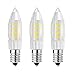 Rayhoo 3pcs E14 Base LED Bulb 5W Candelabra LED Light, 51-2835-SMD LED Chipsets, 40W Incandescent Bulb Equivalent, Not Dimmable, White 6000K, 400LM