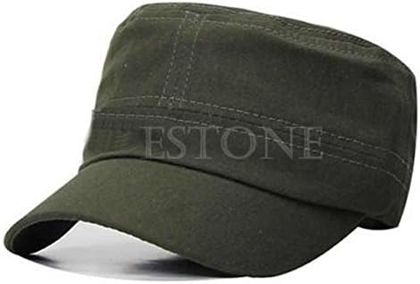 New Adjustable Cadet Style Cotton Cap Hat Classic Plain Vintage Army Military (Army Green)