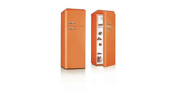 Retro Frigorífico Naranja brillo a + nevera y congelador ...