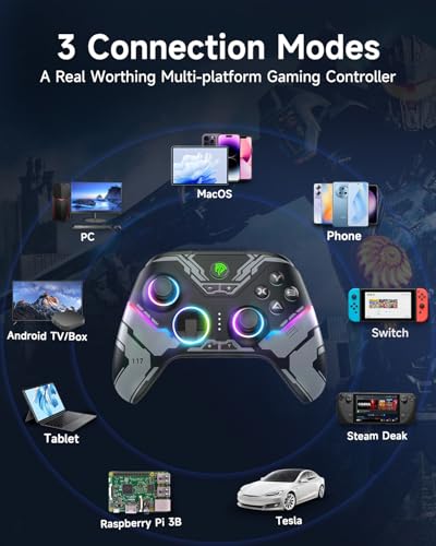 EasySMX X15 Wireless PC Controller with Hall Triggers, Hall Joysticks, Enhanced Bluetooth Game Controller,No Drift No Deadzone effect, Compatible with Windows PC, Android, Steam and Switch