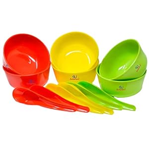 Sarthak Uphaar Plastic Microwave Safe Soup Bowl Set of 12 Pieces (6 Bowl, 6 Spoon)