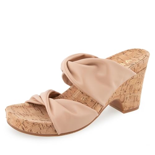 Aerosoles Women's MERCER Mid Heel Slide Sandal, Cipria PU, 6M