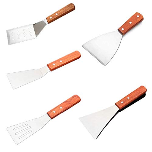 5Pc Professional BBQ Griddle Accessories Kit in Gift Box - Heavy Duty Stainless Steel Griddle Tool Set for Men Women - Great for Grill Griddle Flat Top Cooking Camping Tailgating