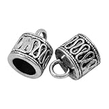 Pack Of 10 x Antique Tibetan Silver 8mm Kumihimo Patterned End Caps - (HA06910) - Charming Beads