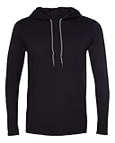 Anvil 987AN Ringspun Long-Sleeve Hooded T-Shirt - Black/Dark Grey -3XL