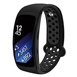 Compatible Samsung Gear Fit2 /Fit2 Pro Band,Soft Silicone Replacement Strap Sport Band Bracelet Wristband Samsung Fit2 SM-R360 /Fit 2 Pro SM-R365 SmartWatch Fitness (Black/Black)