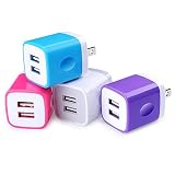 USB Wall Charger, USB Cubes, Sicodo 4-Pack Universal Travel 2.1A Dual Port Plug Charging Block Compatible with iPhone 8,7 Plus,6 Plus,Tablet, Samsung Galaxy S8 Plus,S7 S6 Edge,HTC,LG,Sony,Nokia