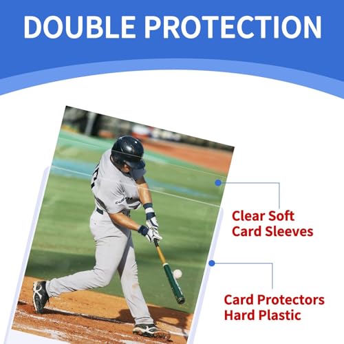 LBOYLOVE® 200 Card Sleeves Top Loaders for Cards, 3""X4"" Baseball Cards Protectors Hard Plastic, Premium Toploaders Holder for Trading Sports Football Game Card(100 Top Loaders + 100 Penny Sleeves)