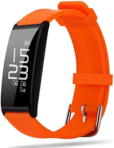 FitOutPost Fitness Tracker, Heart Rate Monitor, Blood Pressure and Oxygen Monitor, Activity Tracker, Step Counter, Sleep Monitor, IP67 Waterproof, Bluetooth for Android and iOS Smartphone (Orange)