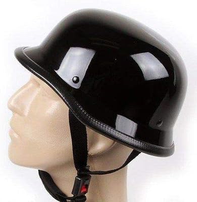 German Novelty Shiny Black Skull Cap